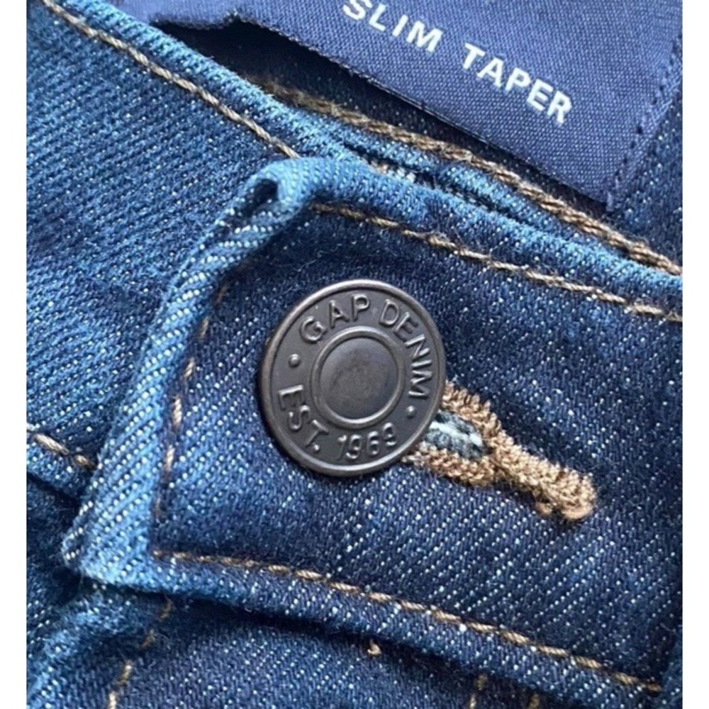 GAP Mens Slim Taper Dark Wash Jeans Size 29 x 30 ' All Temps ' Denim - Pockets - Picture 2 of 7